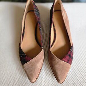 Crown Vintage 8 suede flats with plaid wool accents, new never worn